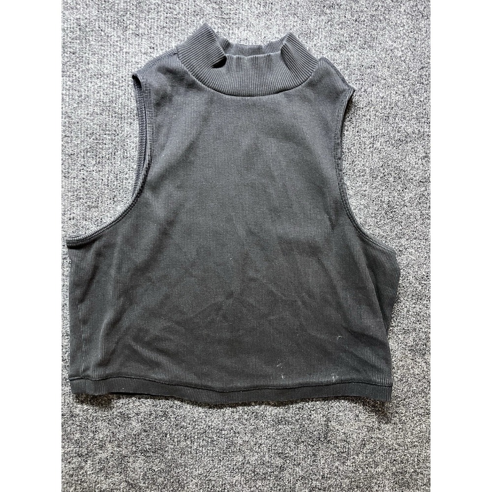 Everlane Ribbed Cropped Mockneck Tank Top Womens Size Medium Black